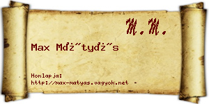Max Mátyás névjegykártya