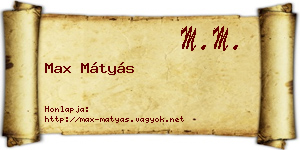 Max Mátyás névjegykártya
